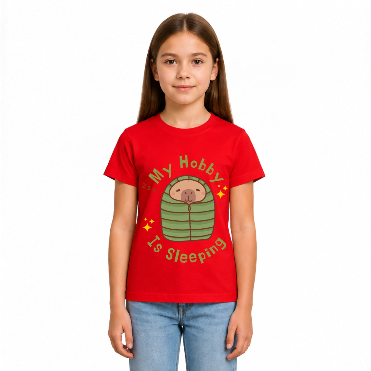 Girls I love sleeping Crew Neck T-Shirt