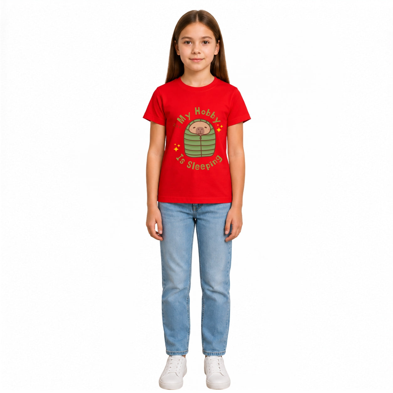 Girls I love sleeping Crew Neck T-Shirt