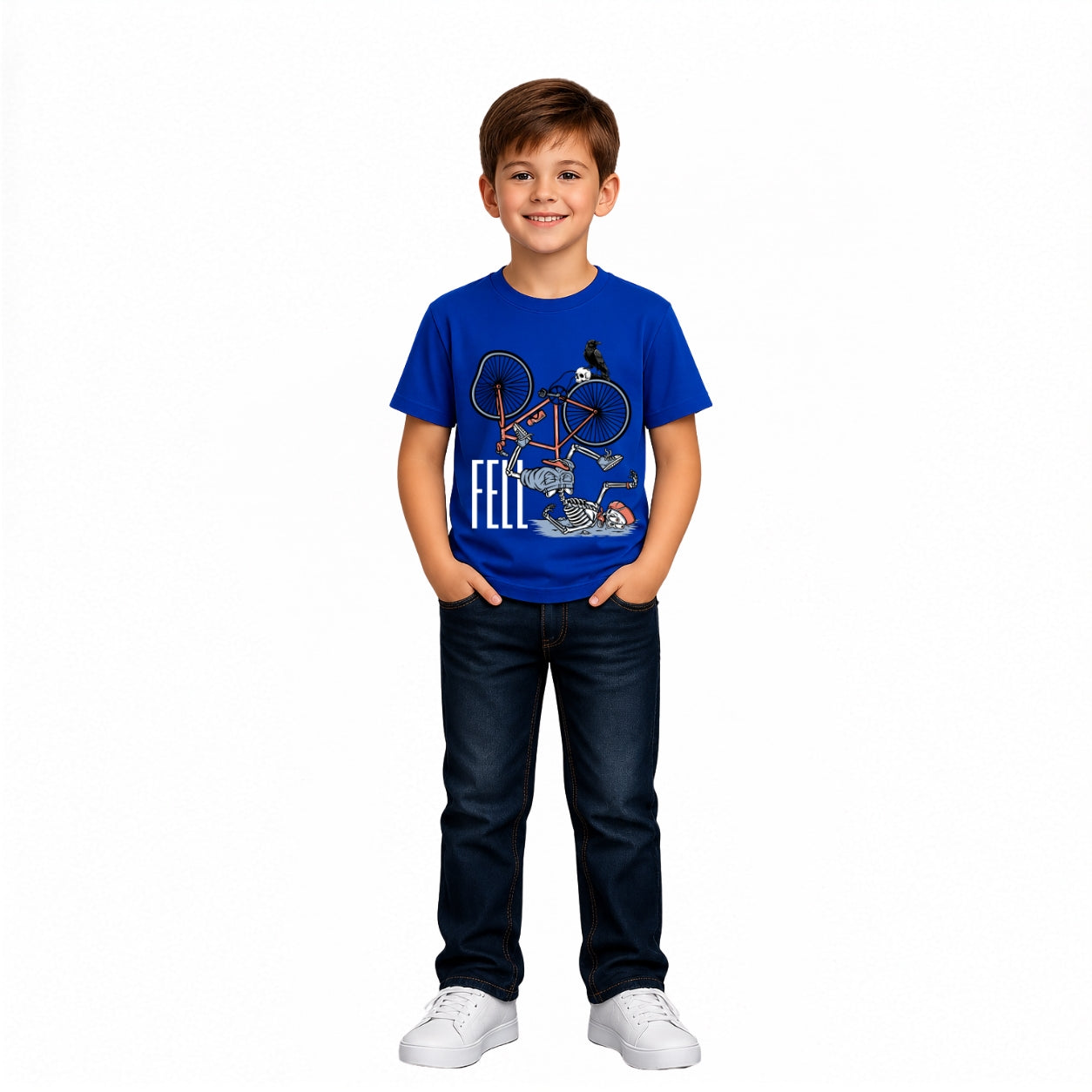 Boy's skeleton fall in cycle Crew Neck T-Shirt