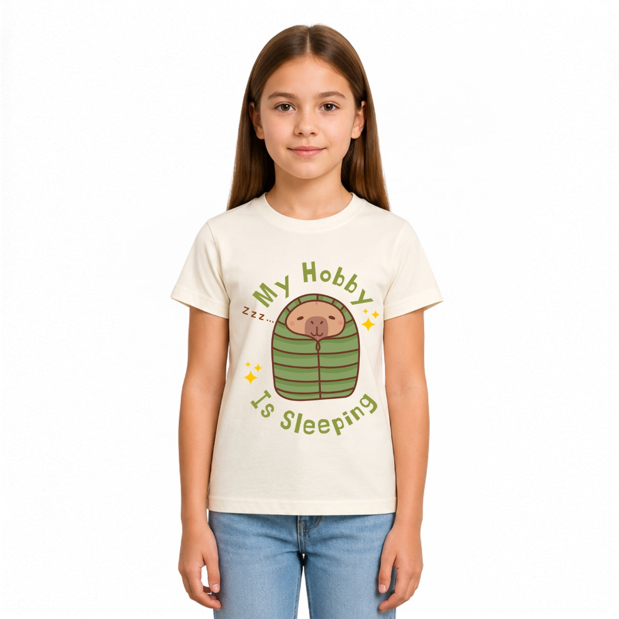 Girls I love sleeping Crew Neck T-Shirt