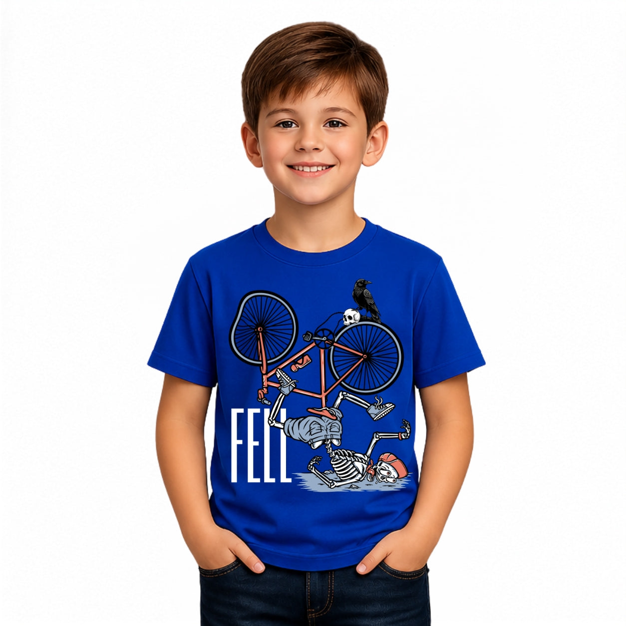Boy's skeleton fall in cycle Crew Neck T-Shirt