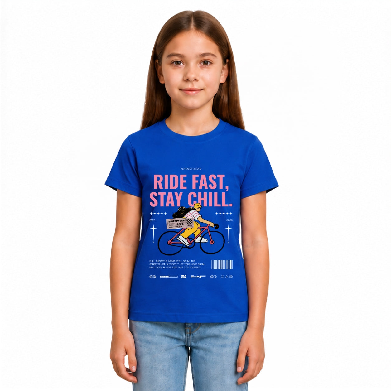 Girls cycle Rider Crew Neck T-Shirt