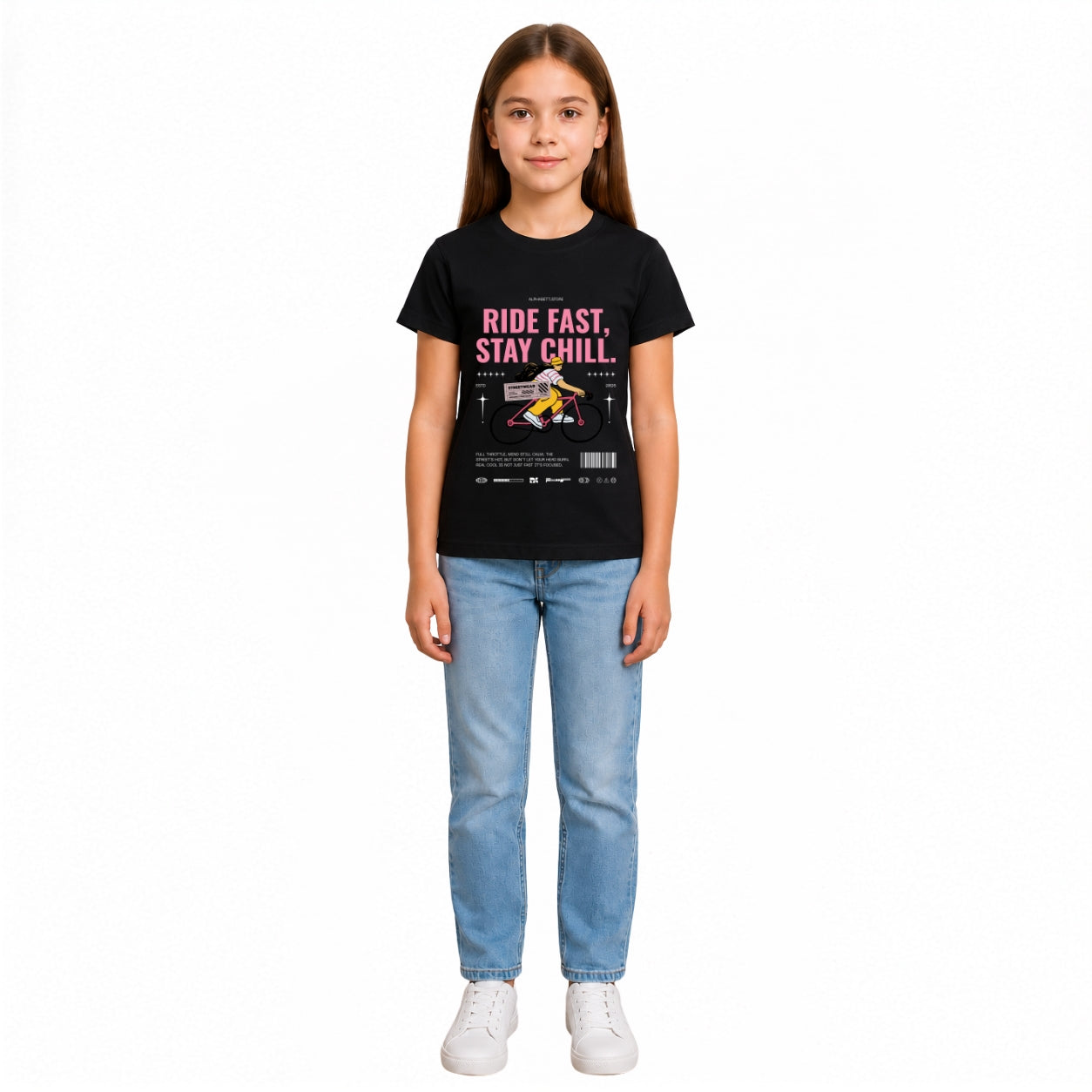 Girls cycle Rider Crew Neck T-Shirt