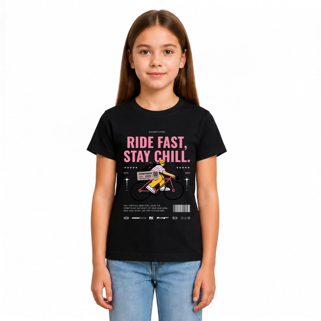 Girls cycle Rider Crew Neck T-Shirt