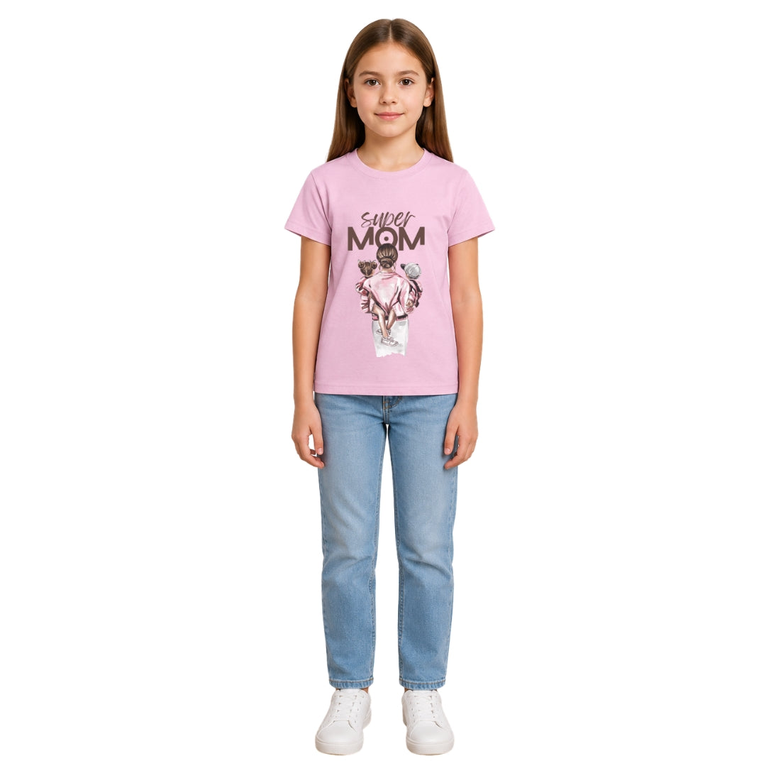 Girls super mom Crew Neck T-Shirt