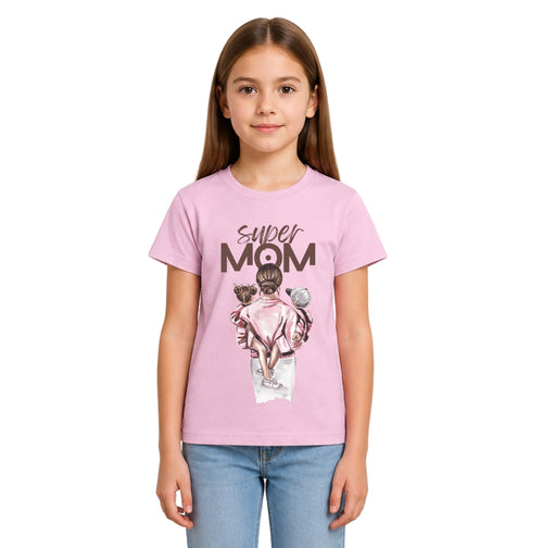 Girls super mom Crew Neck T-Shirt