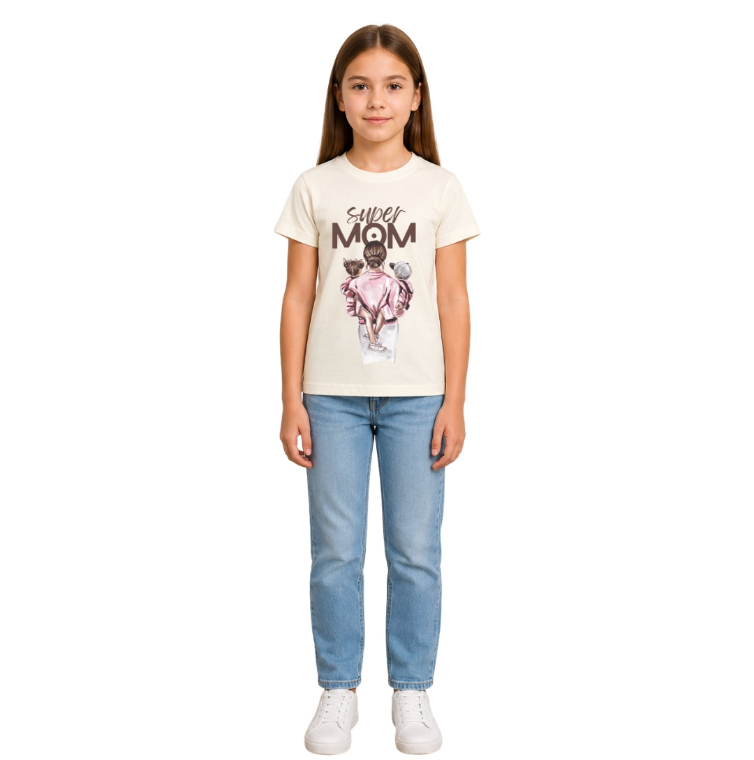 Girls super mom Crew Neck T-Shirt