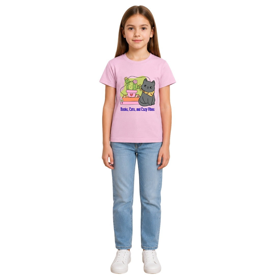 Girls cat love Crew Neck T-Shirt