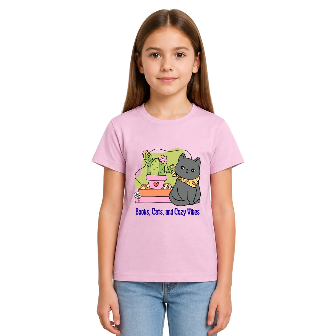 Girls cat love Crew Neck T-Shirt