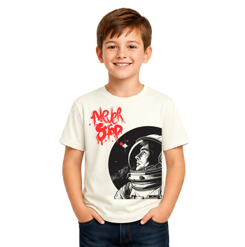Boy's never stop Crew Neck T-Shirt