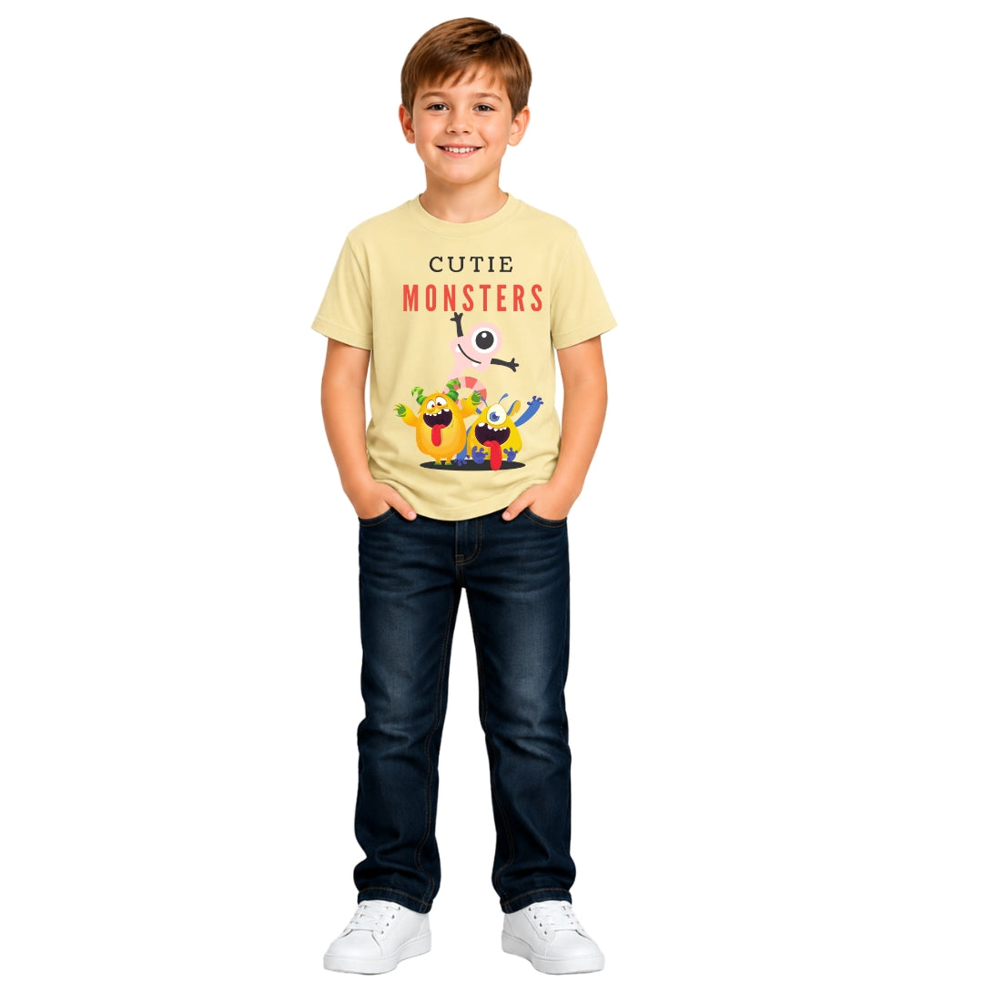 Boy's cutie monsters Crew Neck T-Shirt