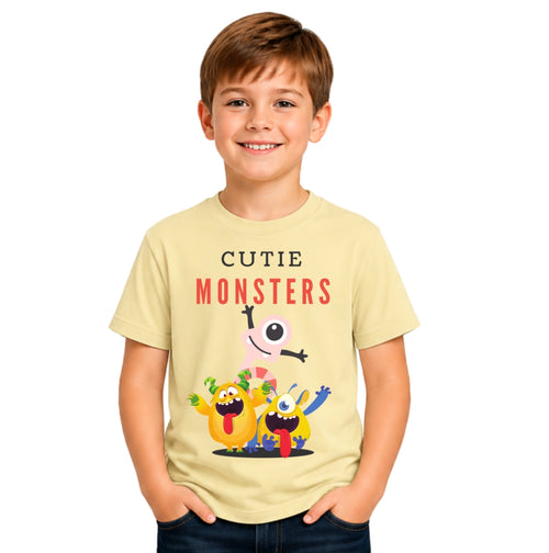 Boy's cutie monsters Crew Neck T-Shirt