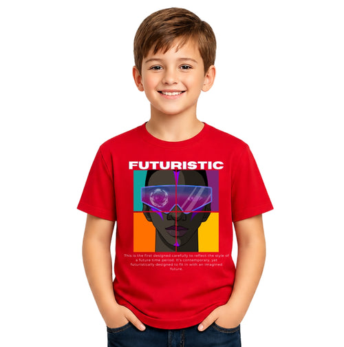 Boy's futuristic Crew Neck T-Shirt