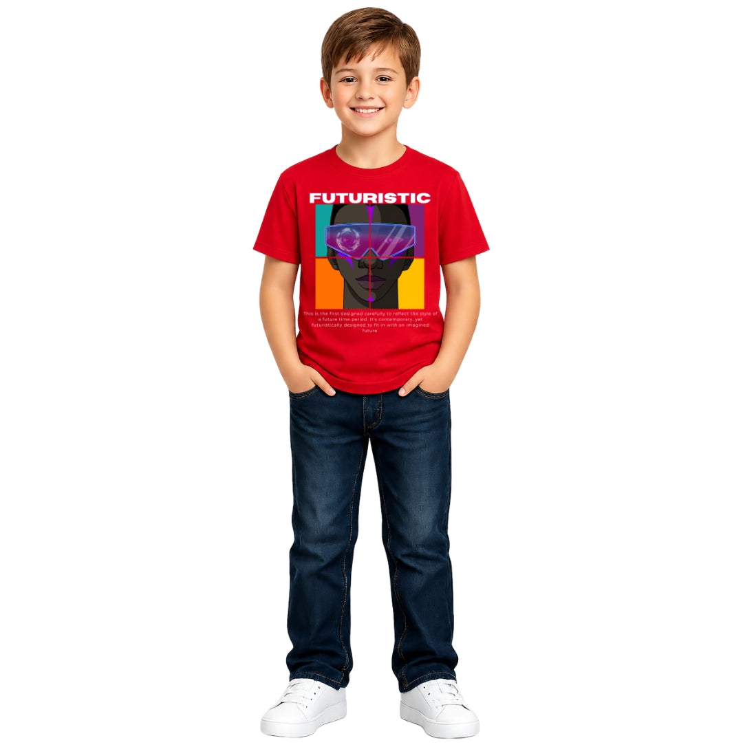 Boy's futuristic Crew Neck T-Shirt
