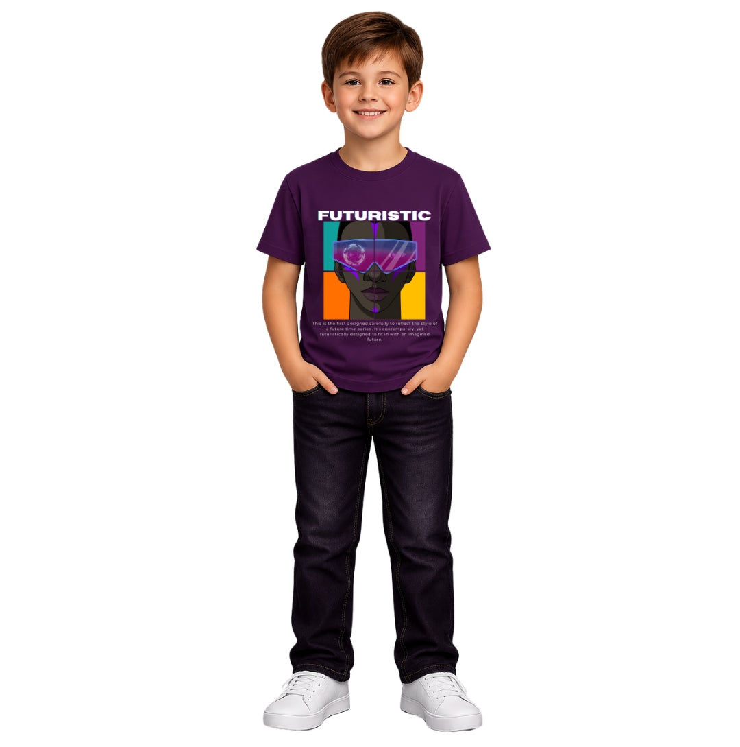 Boy's futuristic Crew Neck T-Shirt
