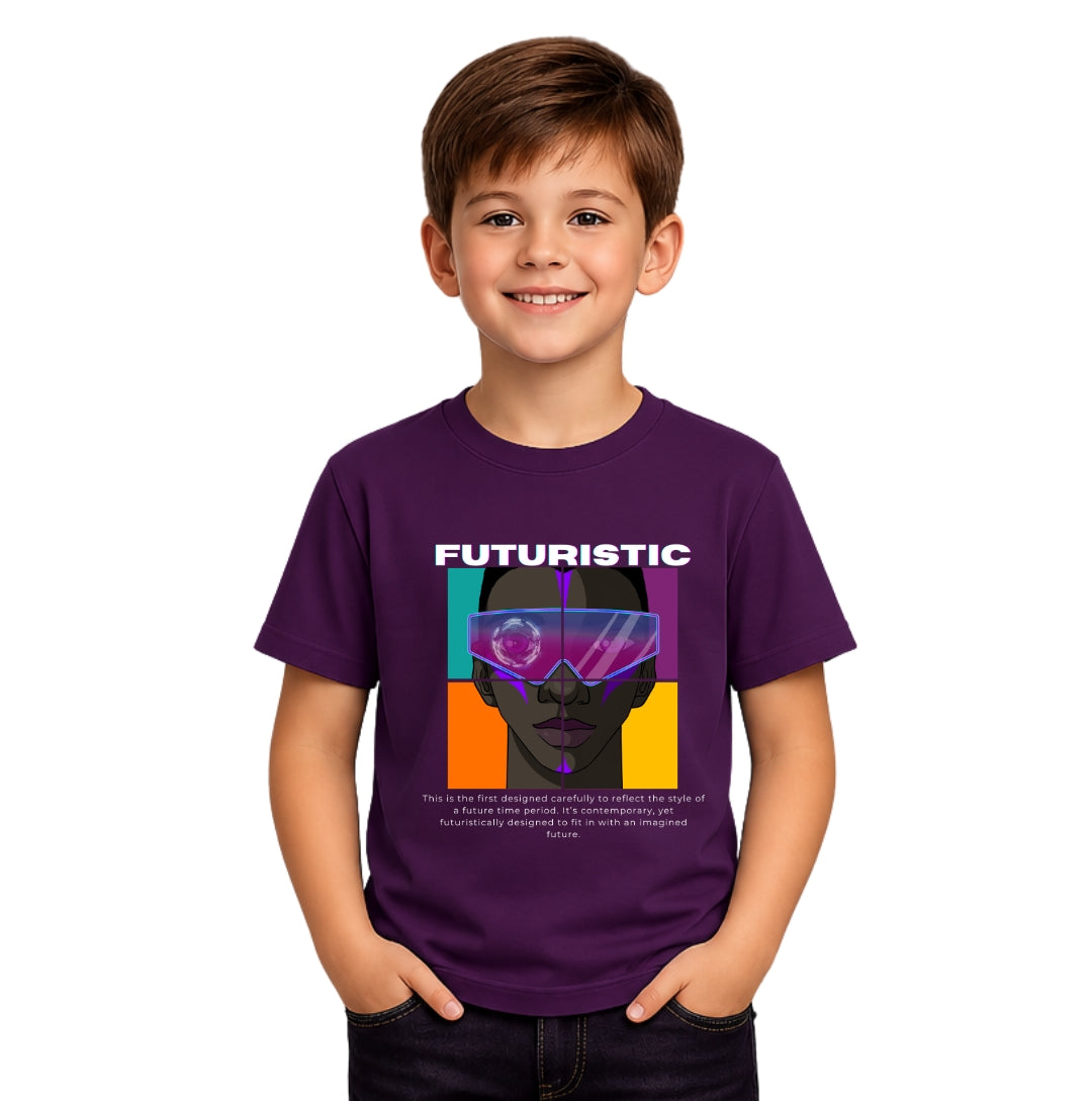 Boy's futuristic Crew Neck T-Shirt