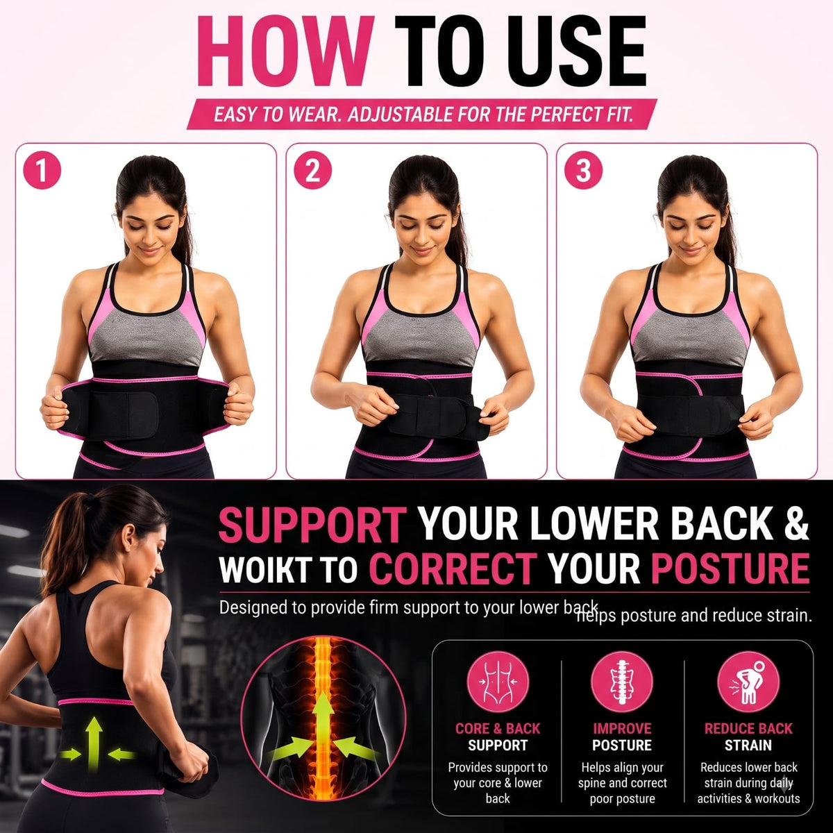 Adjustable Waist Trimmer Belt – Slim Fit Body Shaping Belt